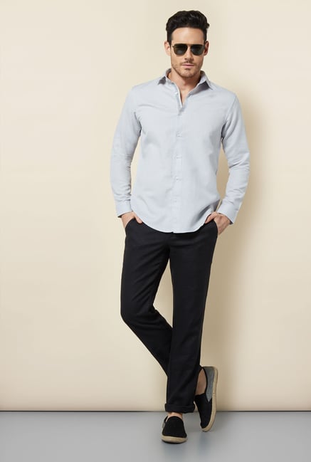 Cottonworld Black Solid Cotton Chinos Cottonworld Black Solid Cotton Chinos