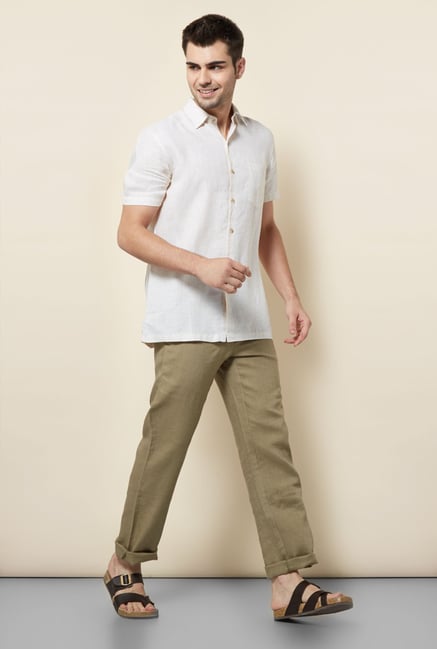 Cottonworld Olive Solid Chinos Cottonworld Olive Solid Chinos