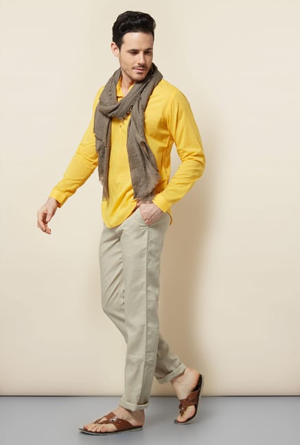 Cottonworld Yellow Solid Casual Shirt Cottonworld Yellow Solid Casual Shirt
