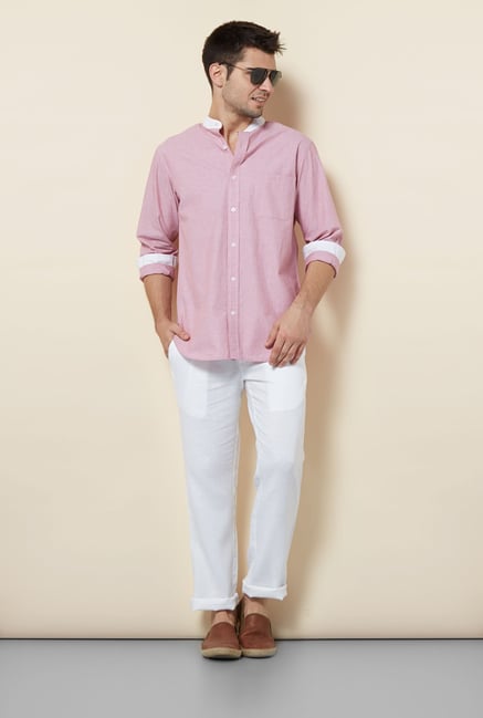 Cottonworld Pink Solid Casual Shirt Cottonworld Pink Solid Casual Shirt
