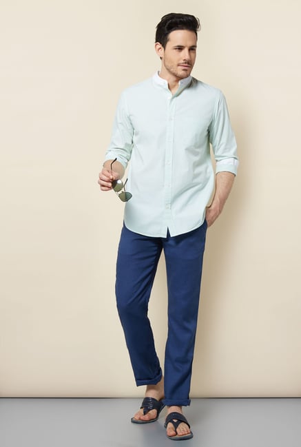 Cottonworld Mint Green Solid Casual Shirt Cottonworld Mint Green Solid Casual Shirt