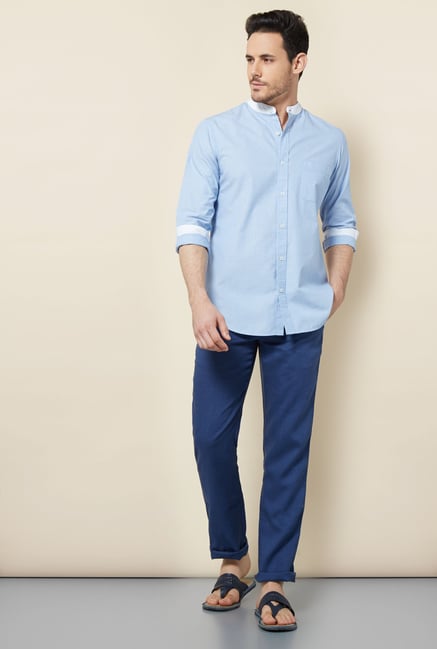 Cottonworld Blue Solid Casual Shirt Cottonworld Blue Solid Casual Shirt