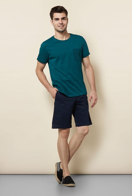 Cottonworld Teal Green Solid Crew T Shirt Cottonworld Teal Green Solid Crew T Shirt