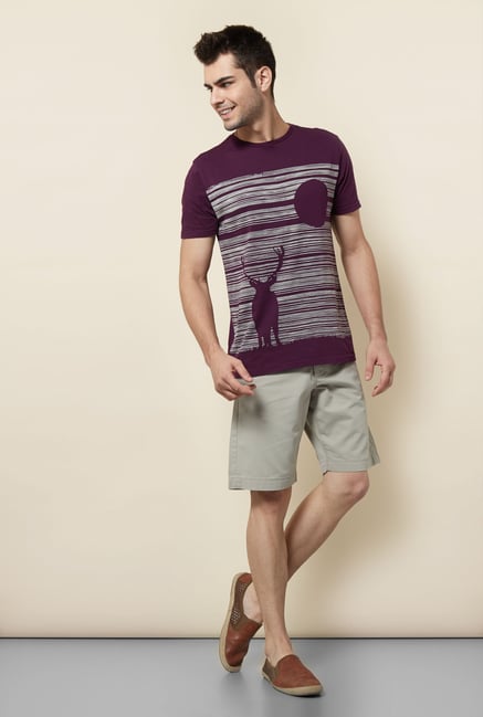 Cottonworld Purple Graphic Print Crew T Shirt Cottonworld Purple Graphic Print Crew T Shirt