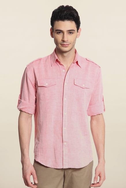Cottonworld Pink Solid Casual Shirt Cottonworld Pink Solid Casual Shirt