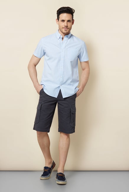 Cottonworld Slate Solid Cotton Shorts Cottonworld Slate Solid Cotton Shorts