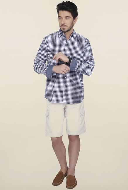 Cottonworld Navy Checks Casual Shirt Cottonworld Navy Checks Casual Shirt