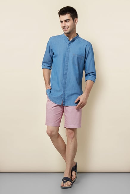 Cottonworld Blue Solid Casual Shirt Cottonworld Blue Solid Casual Shirt
