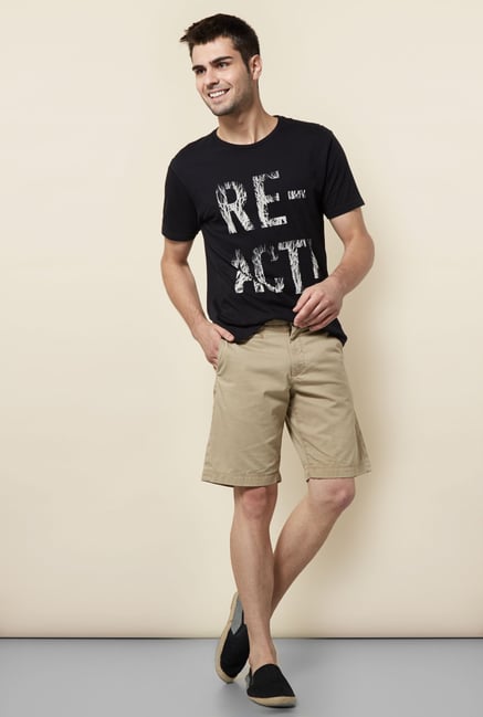 Cottonworld Black Printed Crew T Shirt Cottonworld Black Printed Crew T Shirt