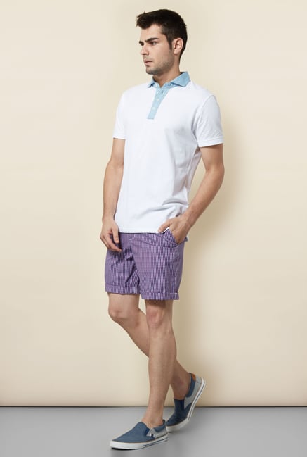 Cottonworld White Solid Polo T Shirt Cottonworld White Solid Polo T Shirt