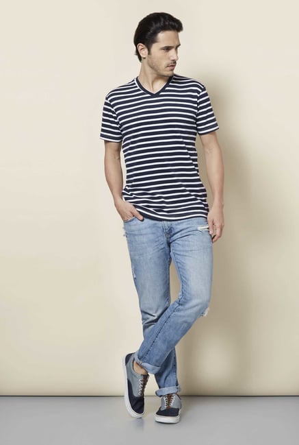 Tuna London Navy & White Striped T shirt Tuna London Navy & White Striped T shirt