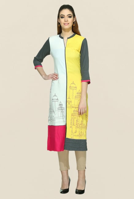 W White & Yellow Printed Kurta W White & Yellow Printed Kurta