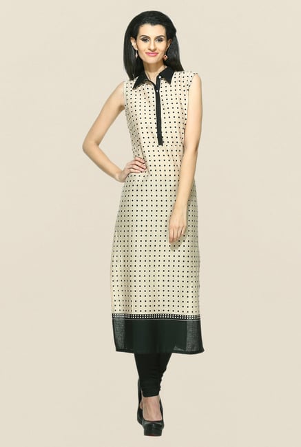 W Beige Printed Cotton Kurta W Beige Printed Cotton Kurta