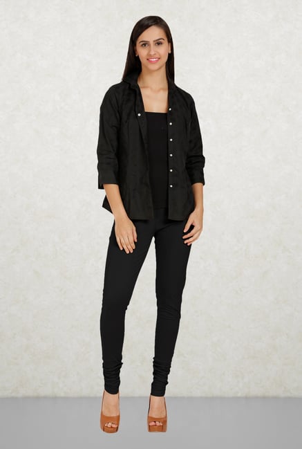 Aurelia Black Solid Leggings Aurelia Black Solid Leggings