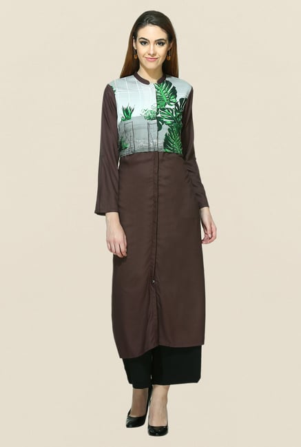W Brown Printed Kurta W Brown Printed Kurta