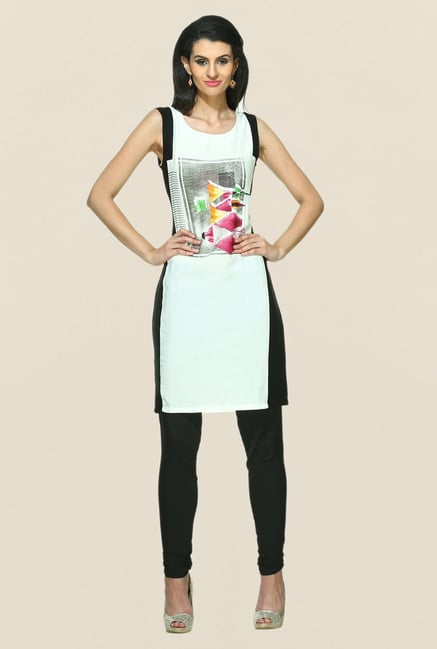 W Off White Printed U Neck Kurta W Off White Printed U Neck Kurta