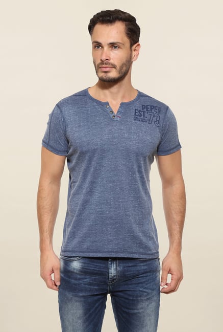 Pepe Jeans Blue Solid T Shirt Pepe Jeans Blue Solid T Shirt