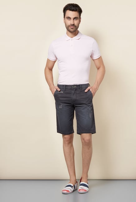 celio* Grey Distressed Shorts celio* Grey Distressed Shorts