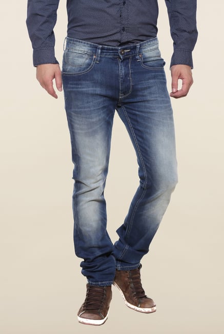 Pepe Jeans Navy Heavily Washed Solid Jeans Pepe Jeans Navy Heavily Washed Solid Jeans