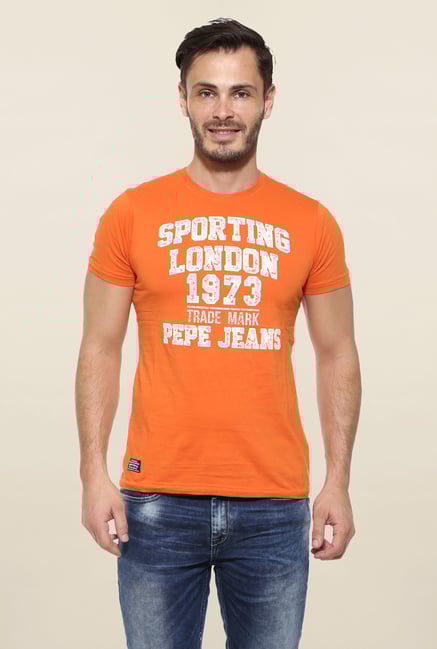 Pepe Jeans Orange Printed T Shirt Pepe Jeans Orange Printed T Shirt