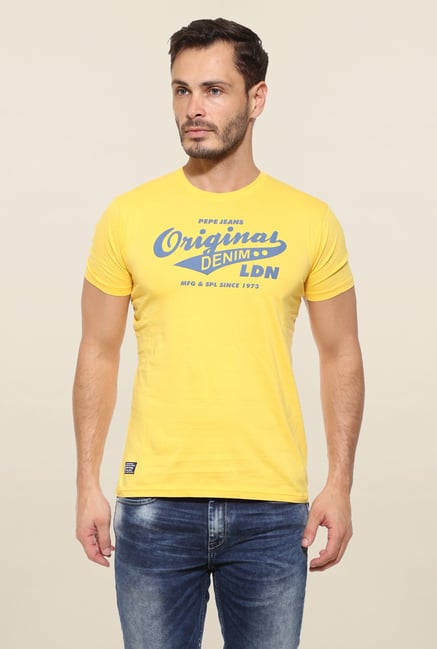 Pepe Jeans Yellow Printed T Shirt Pepe Jeans Yellow Printed T Shirt