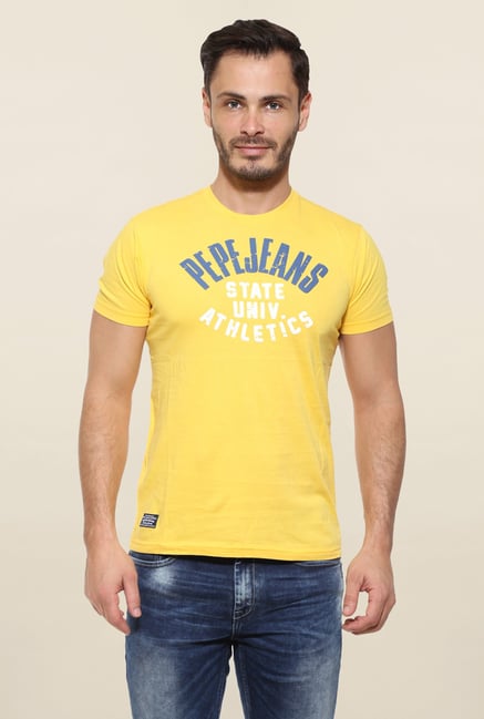 Pepe Jeans Yellow Printed T Shirt Pepe Jeans Yellow Printed T Shirt
