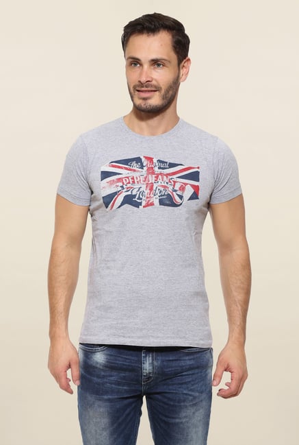 Pepe Jeans Grey Printed T Shirt Pepe Jeans Grey Printed T Shirt