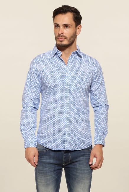 Pepe Jeans Blue Printed Casual Shirt Pepe Jeans Blue Printed Casual Shirt