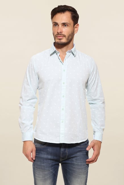 Pepe Jeans Light Blue Printed Casual Shirt Pepe Jeans Light Blue Printed Casual Shirt