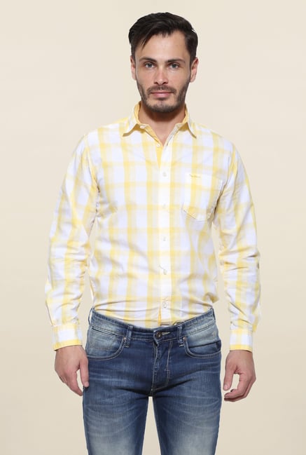 Pepe Jeans Yellow Checks Casual Shirt Pepe Jeans Yellow Checks Casual Shirt