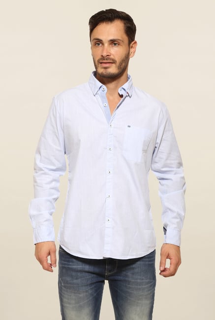 Pepe Jeans Light Blue Solid Casual Shirt Pepe Jeans Light Blue Solid Casual Shirt