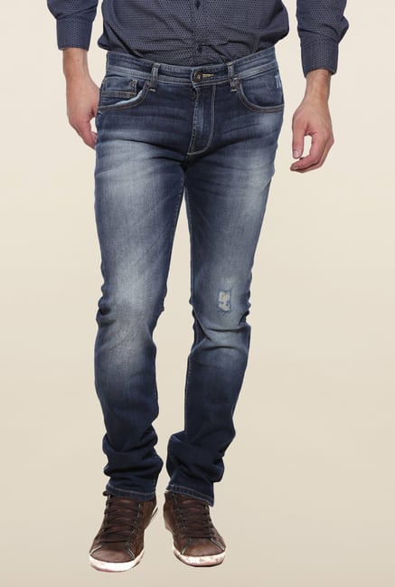 Pepe Jeans Navy Lightly Washed Distressed Jeans Pepe Jeans Navy Lightly Washed Distressed Jeans