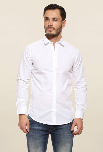 Pepe Jeans White Solid Casual Shirt Pepe Jeans White Solid Casual Shirt