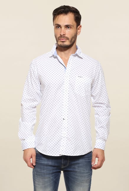 Pepe Jeans White Printed Casual Shirt Pepe Jeans White Printed Casual Shirt