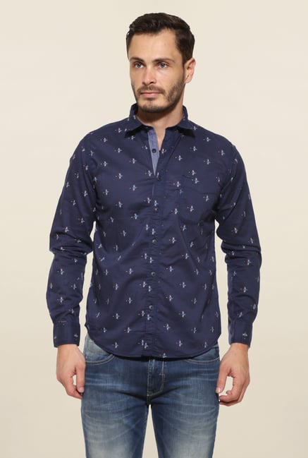 Pepe Jeans Navy Printed Casual Shirt Pepe Jeans Navy Printed Casual Shirt