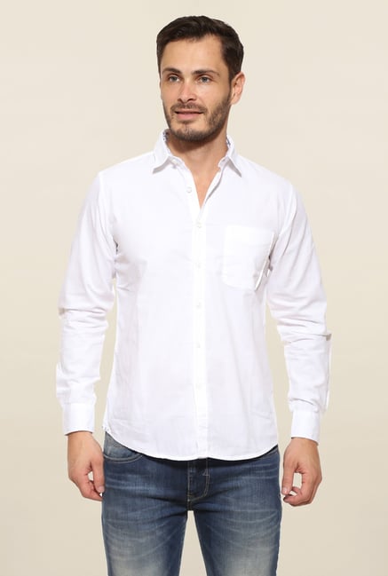 Pepe Jeans White Solid Casual Shirt Pepe Jeans White Solid Casual Shirt
