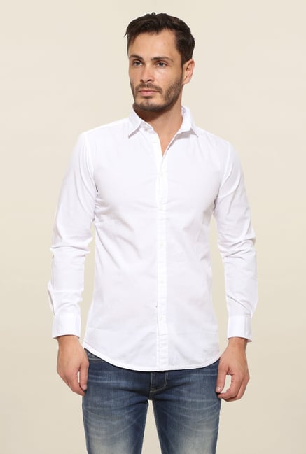 Pepe Jeans White Solid Casual Shirt Pepe Jeans White Solid Casual Shirt