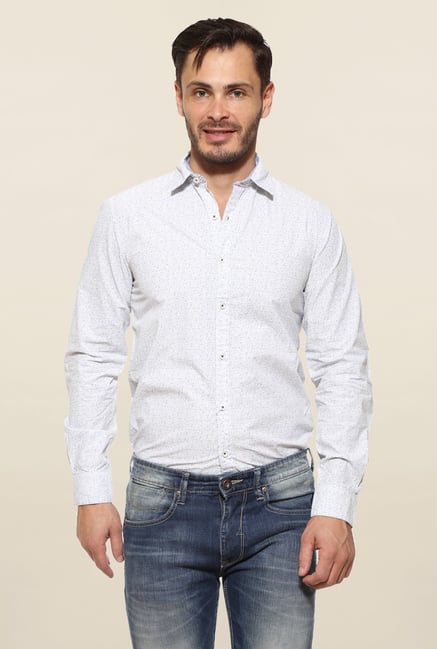 Pepe Jeans White Textured Casual Shirt Pepe Jeans White Textured Casual Shirt
