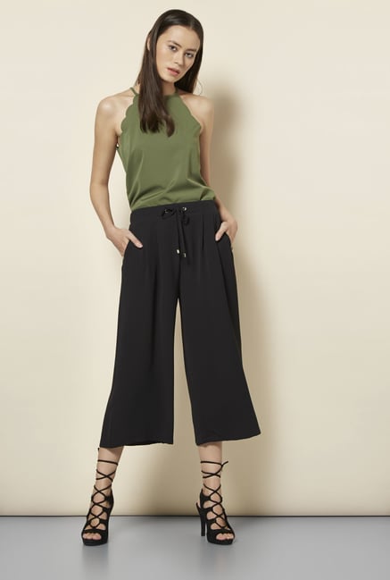 New Look Black Drawstring Waist Culottes New Look Black Drawstring Waist Culottes