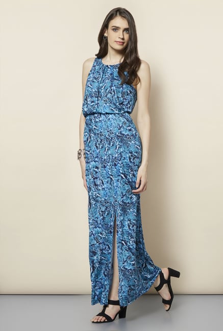 FG-4 Blue Snake Print Maxi Dress FG-4 Blue Snake Print Maxi Dress