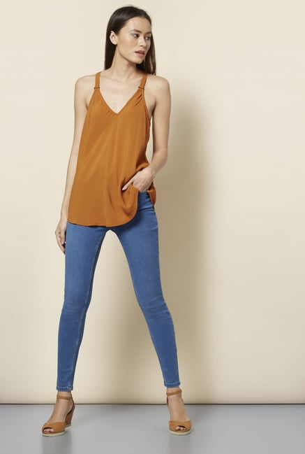 New Look Tan Buckle Strap Top New Look Tan Buckle Strap Top