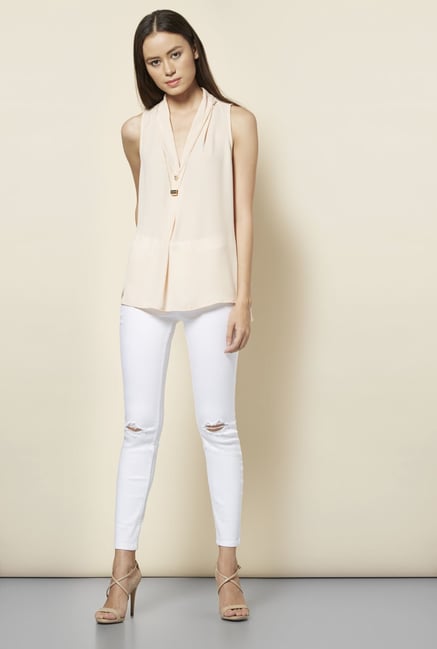New Look Peach Solid Top New Look Peach Solid Top
