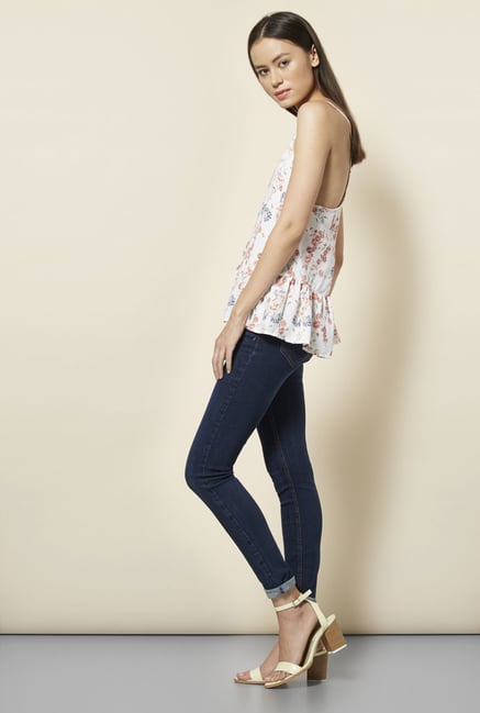 New Look White Floral Print Peplum Top New Look White Floral Print Peplum Top