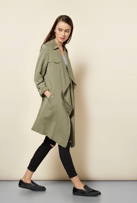 New Look Olive Waterfall Duster Coat New Look Olive Waterfall Duster Coat