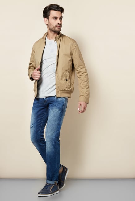 celio* Khaki Solid Jacket celio* Khaki Solid Jacket
