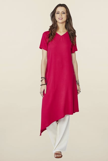 Global Desi Maroon Solid Cyan Kurti Global Desi Maroon Solid Cyan Kurti