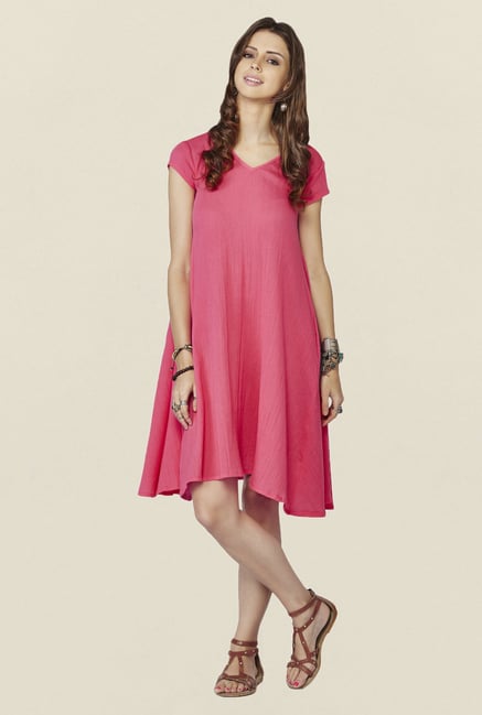 Global Desi Rose Pink Solid Mimosa Tunic Global Desi Rose Pink Solid Mimosa Tunic