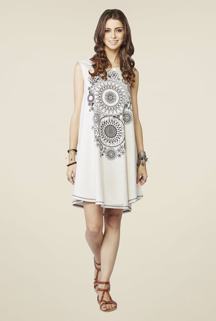 Global Desi Off White Printed Yara Tunic Global Desi Off White Printed Yara Tunic