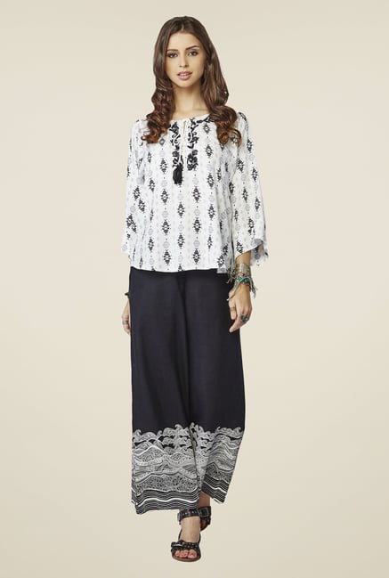 Global Desi White Embroidered Alice Top Global Desi White Embroidered Alice Top