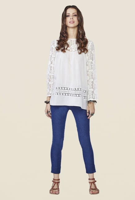Global Desi White Lace Ara Top Global Desi White Lace Ara Top